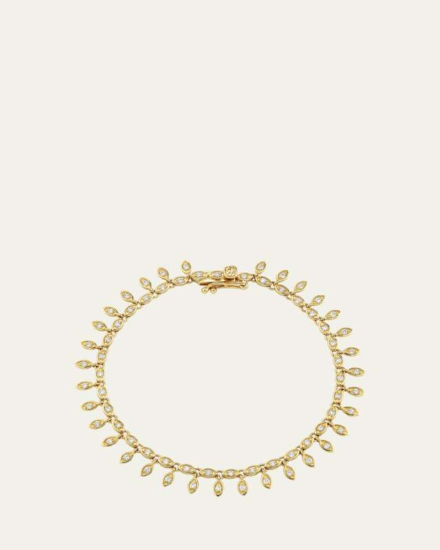 14K Yellow Gold Marquis Eye Eternity Fringe Bracelet with Diamonds